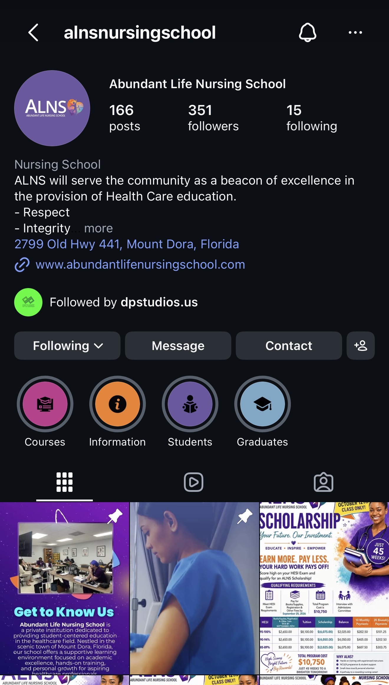 Abundant Life Nursing School social media project