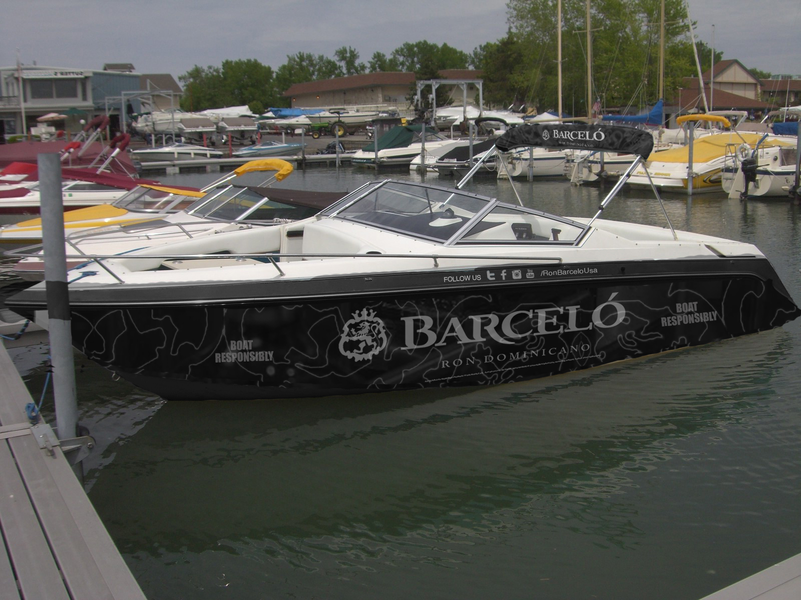 Ron Barceló branded boat lateral view