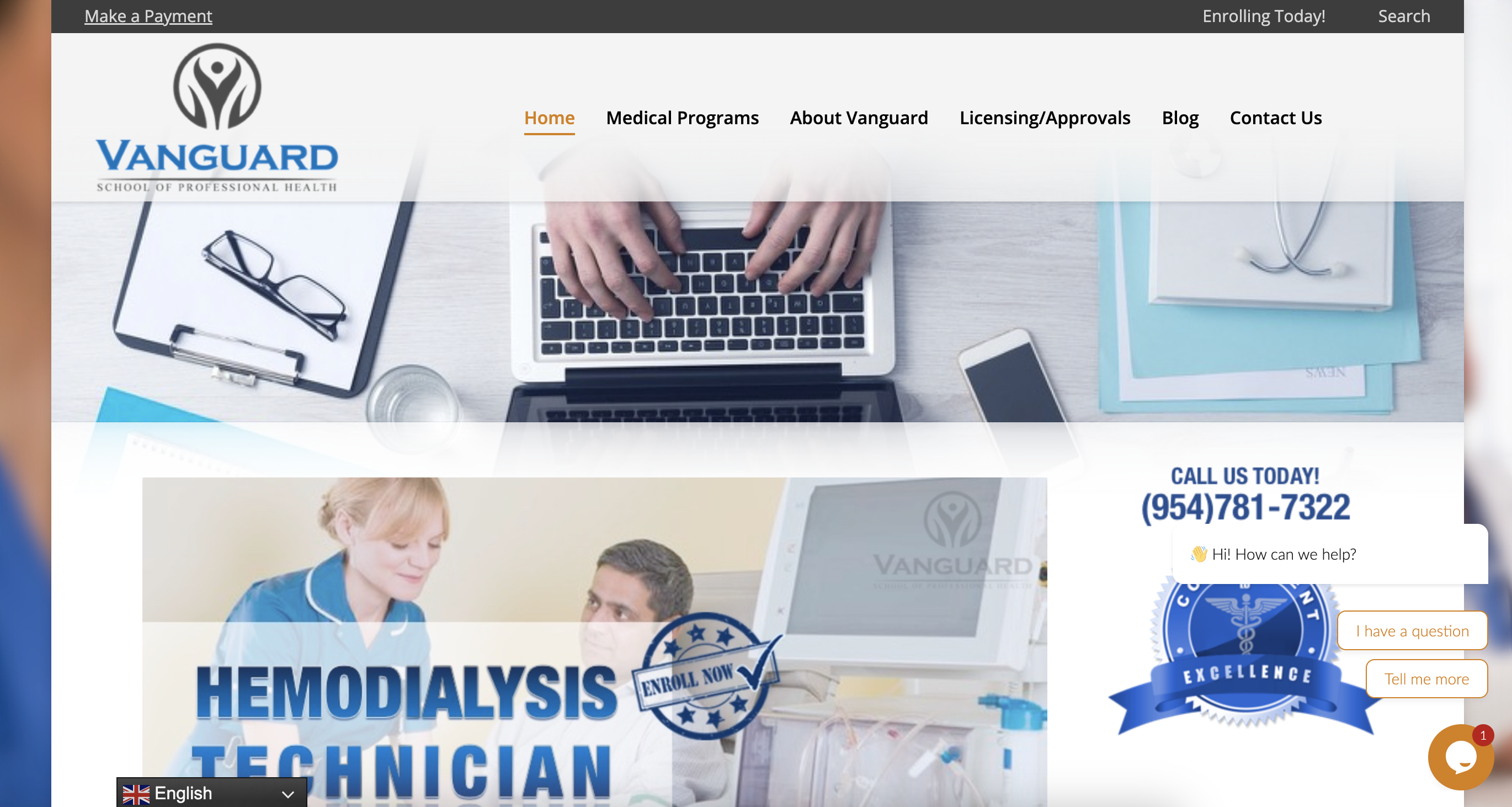 Vanguard School website